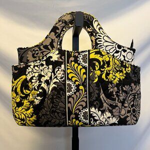Vera Bradley Retired “Baroque” Handbag--Yellow, Gray, Black--Wraparound Pockets